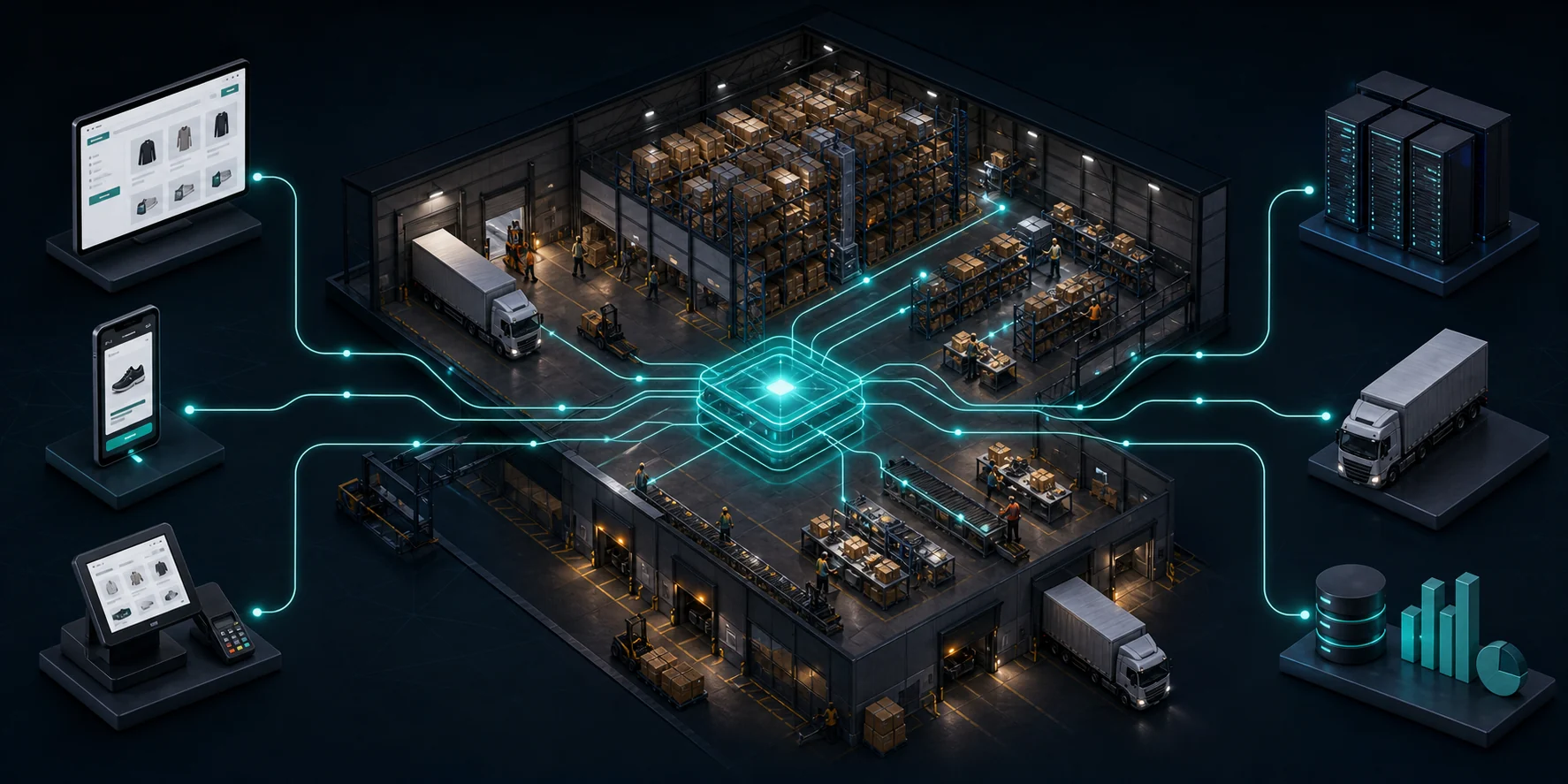 Channels, ERP and carriers connected through ODIN warehouse execution